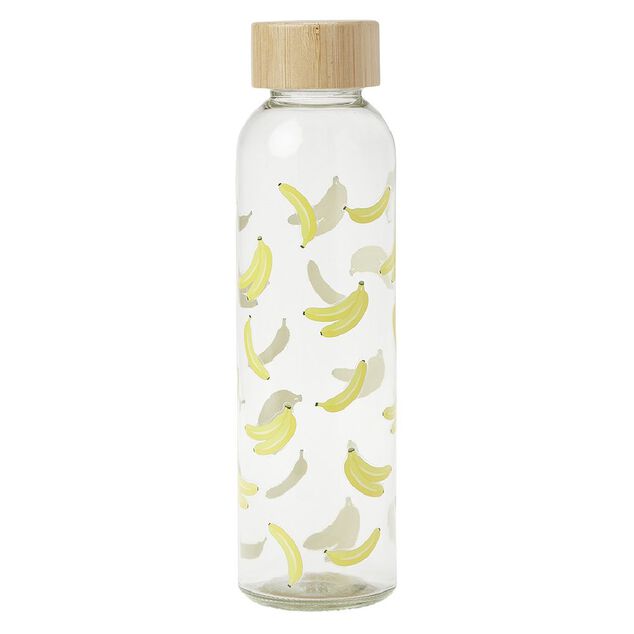 Gourde bouteille en verre avec bouchon bambou 500ml &Oslash;6,5xH22cm