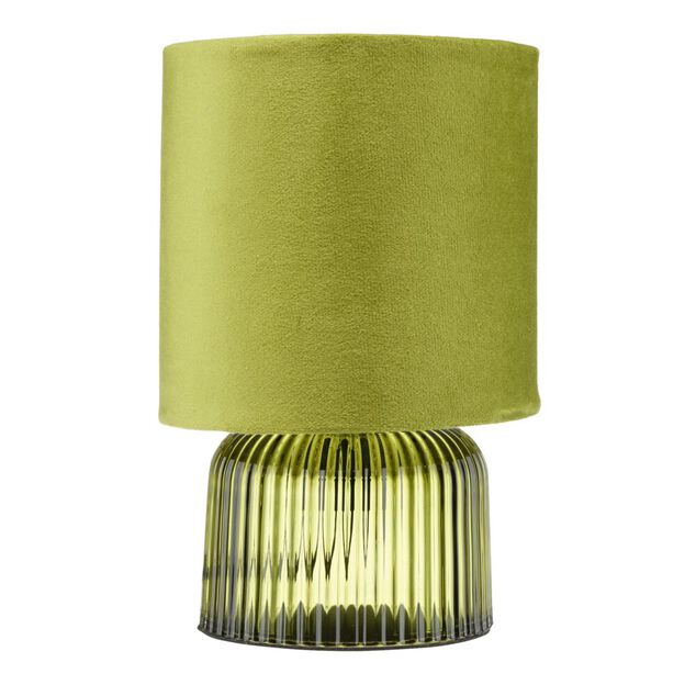 Lampe &agrave; poser verre stri&eacute; et abat-jour textile &Oslash;14xH21cm (3 mod&egrave;les)