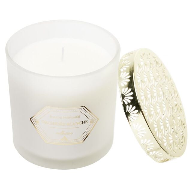 Bougie chic top métal ivoire Ø10 cm