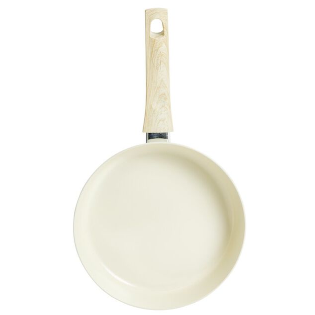 Po&ecirc;le poign&eacute;e effet bois aluminium et c&eacute;ramique beige &Oslash;24cm