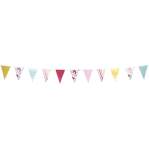 Guirlande fanion papier multicolore th&egrave;me candy 4m