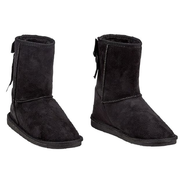 Botte pour enfant fourr&eacute;e avec un noeud noir brod&eacute; &agrave; l'arri&egrave;re T34/35