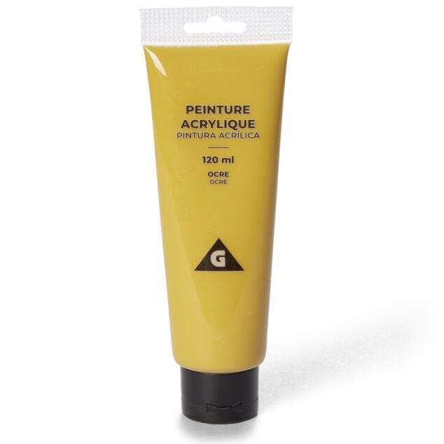 Tube peinture acrylique 120ml jaune ocre