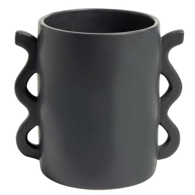 Pot en c&eacute;ramique noir avec multi anses 11x13xH8cm