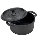 Mini cocotte en fonte avec support bambou L13X11X8 cm noir