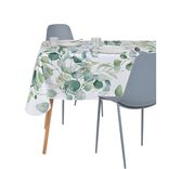 Nappe rectangulaire plastique blanc motif feuillage vert 140x250cm