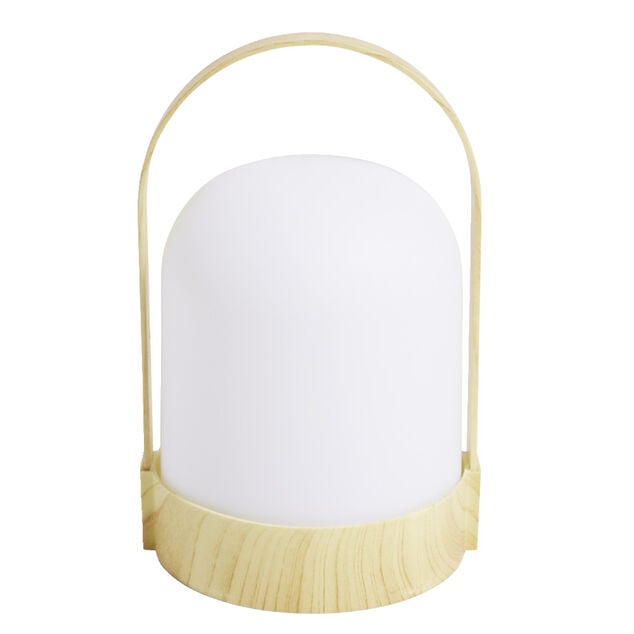 Lampe LED avec anse polypropyl&egrave;ne blanc et beige H21,5xL14x13cm
