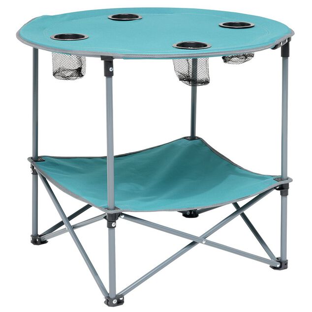 Table de camping pliable avec 4 porte-gobelets &Oslash;70xH.60 cm