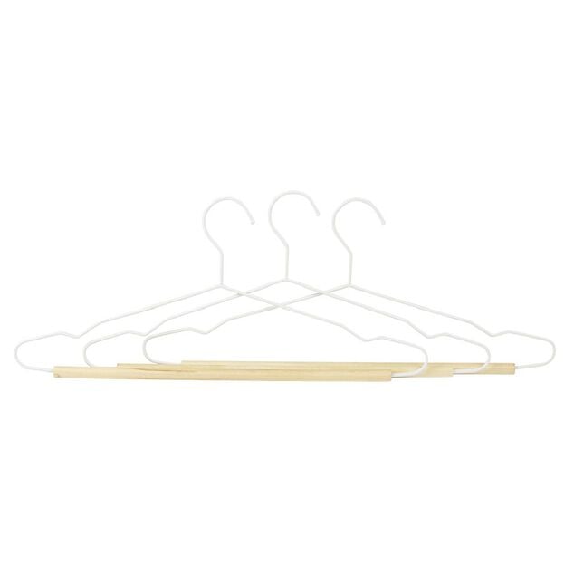 Cintre en m&eacute;tal blanc et bois x3