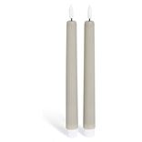 Bougie chandelle LED stri&eacute;e grise x2