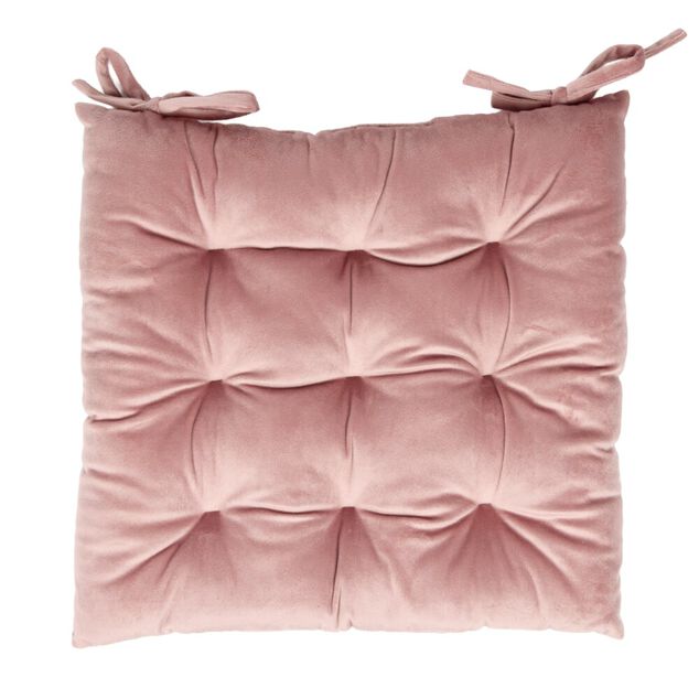 Galette de chaise carr&eacute;e &agrave; nouettes 9 points polyester couleur unie (3 mod&egrave;les)