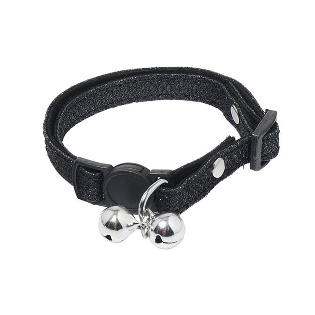 Collier pour chat grelot velours noir brillant