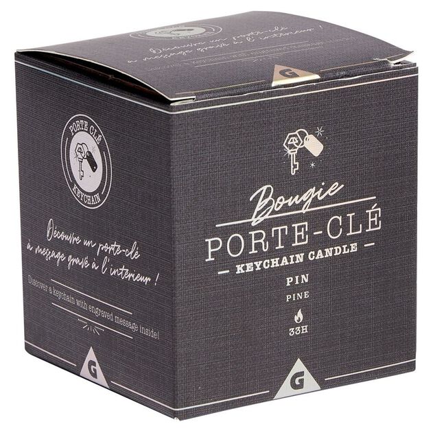 Bougie porte-cl&eacute; argent&eacute; senteur pin 33H