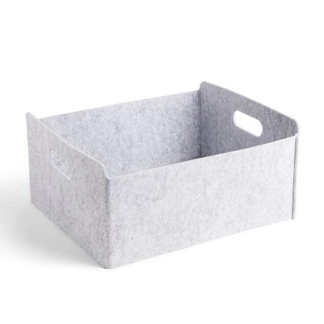 Pani&egrave;re coton effet feutrine 34x28x16cm gris