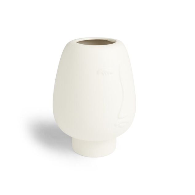 Vase visage c&eacute;ramique blanc &Oslash;13xH18cm
