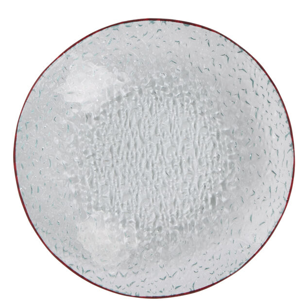 Service vaisselle rond en verre rouge transparent 18 pi&egrave;ces