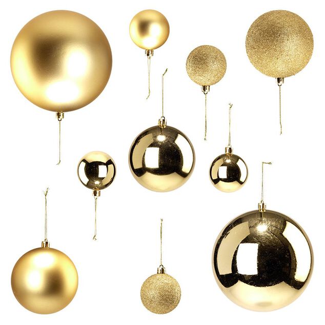 Boule de No&euml;l jaune dor&eacute; x15