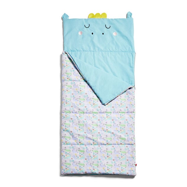 Sac de couchage enfant motif dinosaure vert 70x160cm