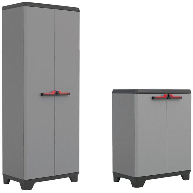 Armoire de garage plastique x2 tailles haute et basse H173cm