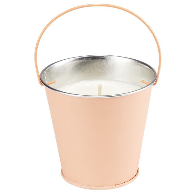 Bougie citronnelle soja et beurre de ghee seau m&eacute;tal pastel 42H