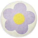 Tapis rond blanc motif marguerite &Oslash;90cm (2 mod&egrave;les violet ou rose)