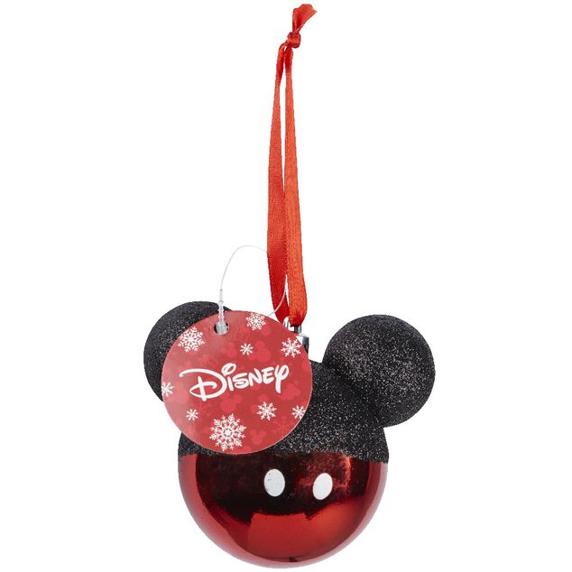 Boule de No&euml;l Disney t&ecirc;te de Mickey rouge et noire
