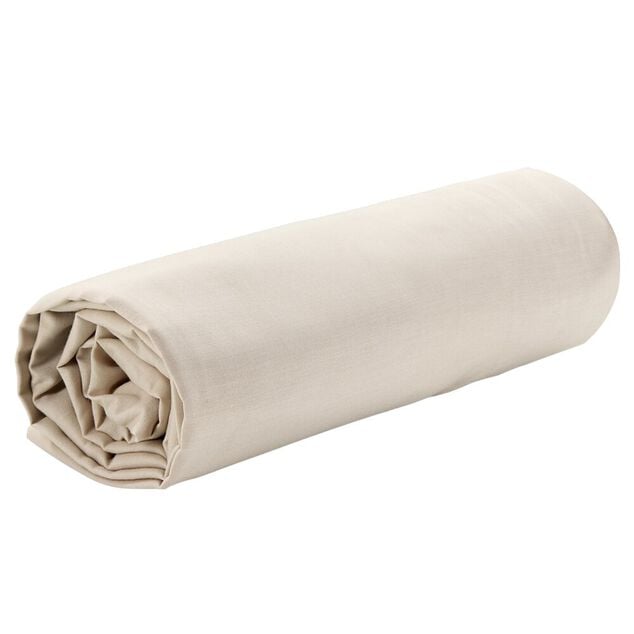 Drap housse 90x190cm 100% coton percale beige