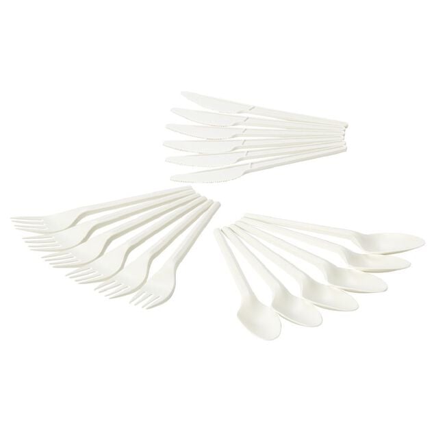 M&eacute;nag&egrave;re r&eacute;utilisable en amidon de ma&iuml;s 6 personnes blanc