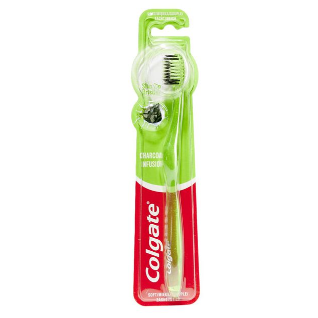 Brosse &agrave; dents Colgate charbon infus&eacute; poils souples