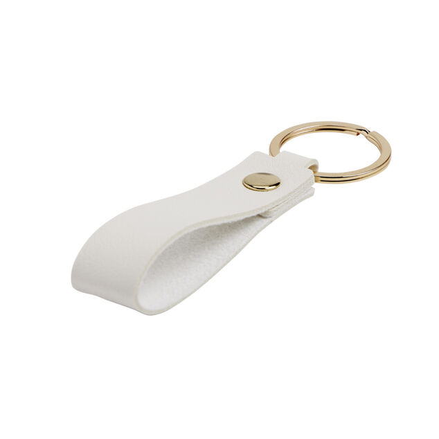 Porte-clé avec lanière simili uni et métal L8cm (3 modèles)