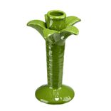 Bougeoir c&eacute;ramique forme palmier vert &Oslash;10xH16cm