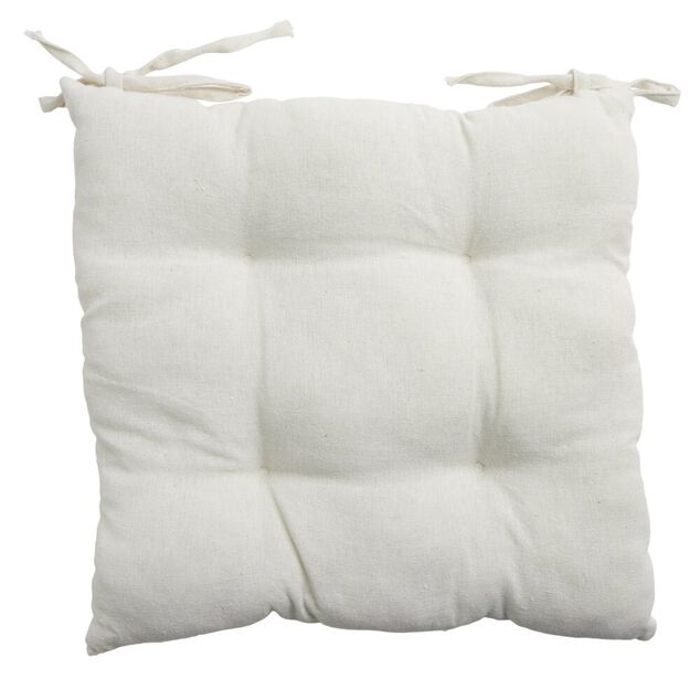 Galette de chaise carr&eacute;e 38x38cm blanc &eacute;cru