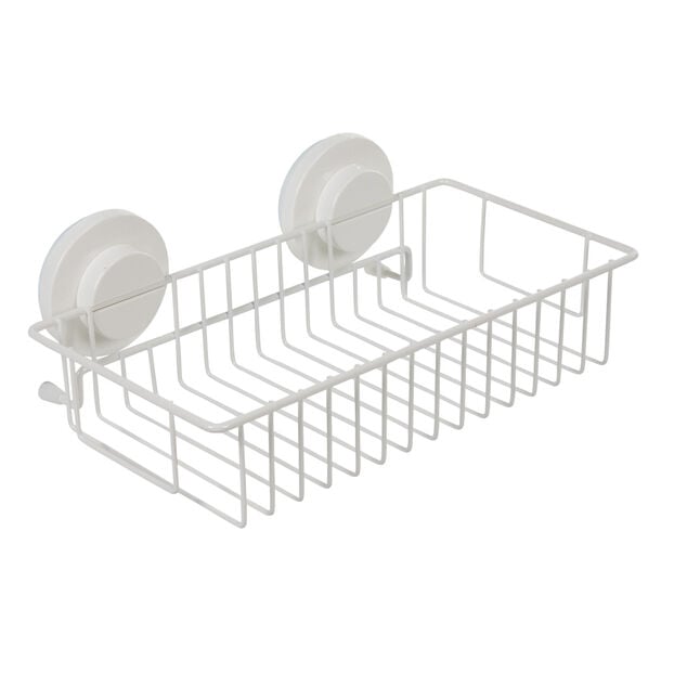 Panier serviteur de douche &agrave; ventouse blanc