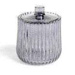 Pot &agrave; coton &Oslash;9x11cm verre stri&eacute; gris