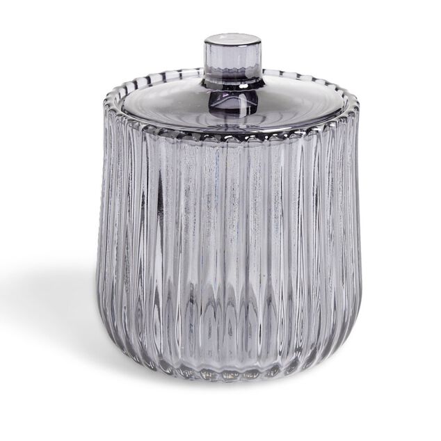 Pot &agrave; coton &Oslash;9x11cm verre stri&eacute; gris