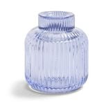 Bougeoir verre double usage bleu Ø7xH8,5cm