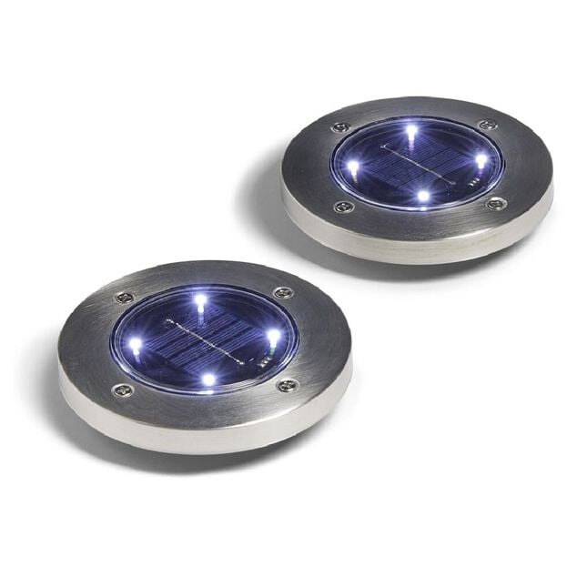 Spot solaire encastrable LED blanc froid &agrave; planter x2