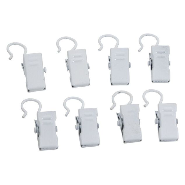 Pince clip métal blanc x8
