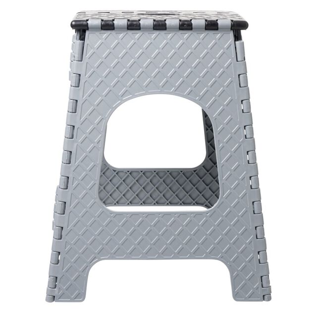 Tabouret pliant plastique noir et gris H44cm