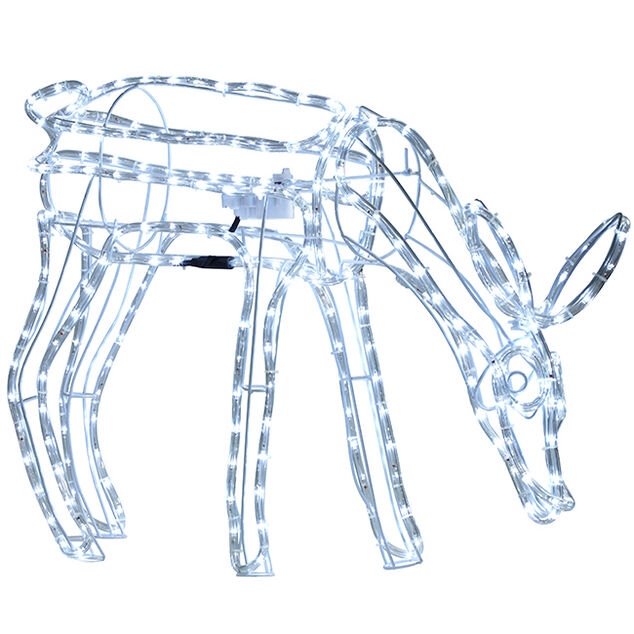 Renne 3D lumineux anim&eacute; blanc clignotant