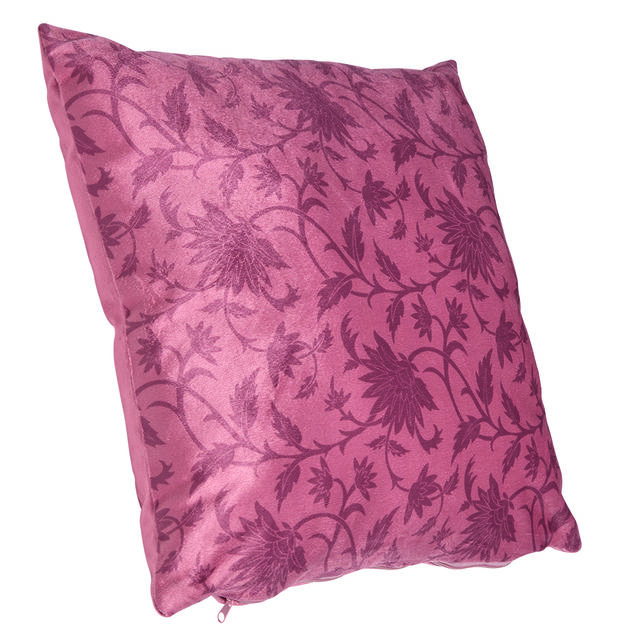 Housse de coussin vieux rose motif v&eacute;g&eacute;tal