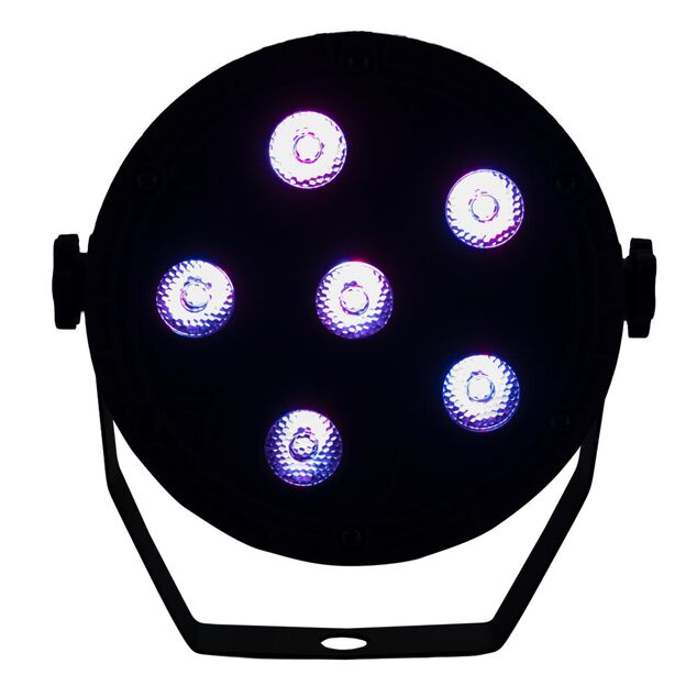 Projecteur de lumi&egrave;re disco rond 6LED RGB 360&deg; avec t&eacute;l&eacute;commande H14cm