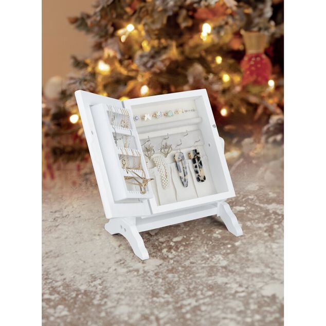 Rangement bijoux petite armoire sur pied avec miroir H29cm