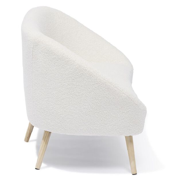 Canapé Joseph curly effet laine bouclée blanc  - L137xP69xH79 d