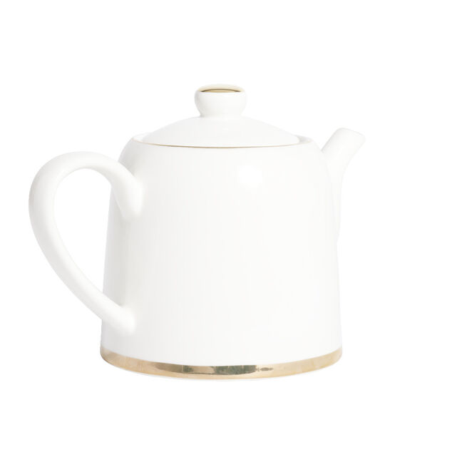 Théière 1L faïence blanc et doré Ø12xH15xm