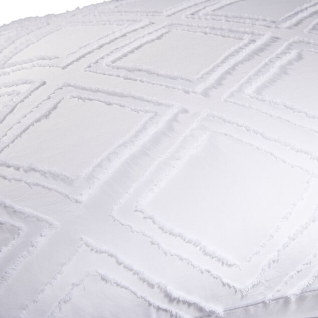 Parure de lit 2 personnes 260x240cm Queen Size uni tuft&eacute; (2 mod&egrave;les beige ou blanc)