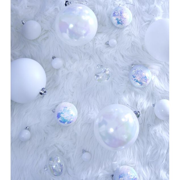 Boule de Noël plastique avec sequins irisés Ø8cm