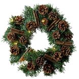 Couronne de No&euml;l lumineuse 30LED blanc chaud pomme de pin &Oslash;30cm