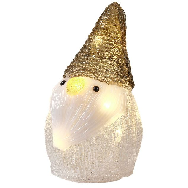 Père-Noël lutin lumineux acrylique H17cm 10 LED blanc chaud