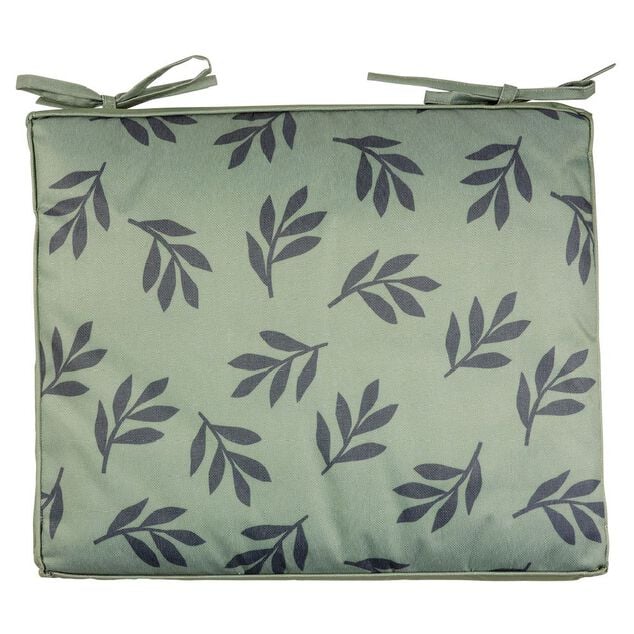 Coussin de chaise de jardin motif feuillage vert et noir